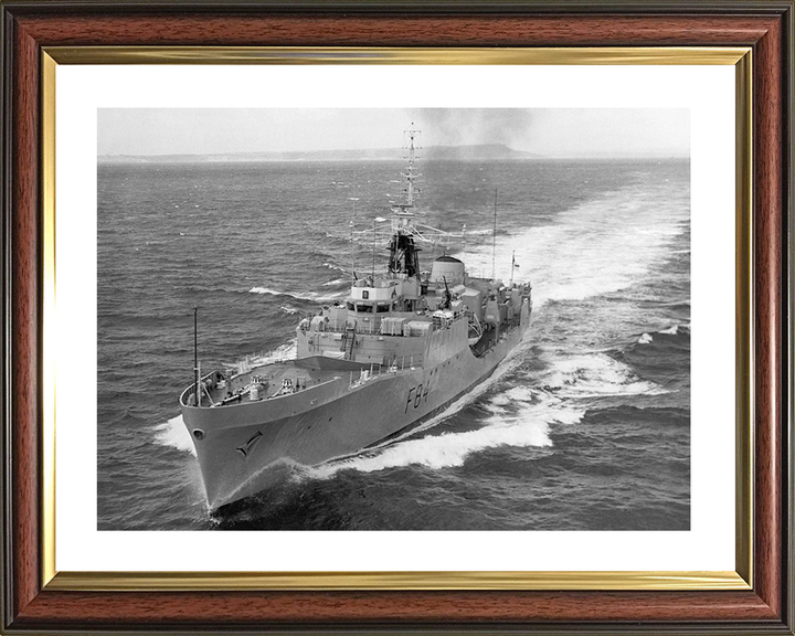 HMS Exmouth (F84) Photo Print - At sea 1970 - Royal Navy Blackwood Class Frigate Hampshire Prints 10 x 8 Classic Frame Yes