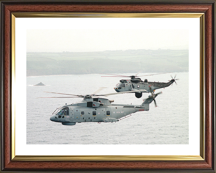 Merlin and Sea King Helicopter off Cornwall Photo Print - Royal Navy Aircraft Posters, Prints, & Visual Artwork Hampshire Prints 10 x 8 Classic Frame Yes