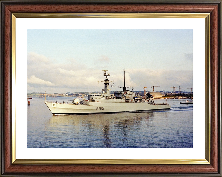 HMS Amazon (F169) Royal Navy Type 21 Frigate Leaving Harbour at Sunset Photo Print Wall Art Decor Posters, Prints, & Visual Artwork Hampshire Prints 10 x 8 Classic Frame Yes