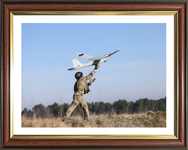 Soldier launches the PUMA UAS Photo Print - British Army Hampshire Prints 10 x 8 Classic Frame Yes