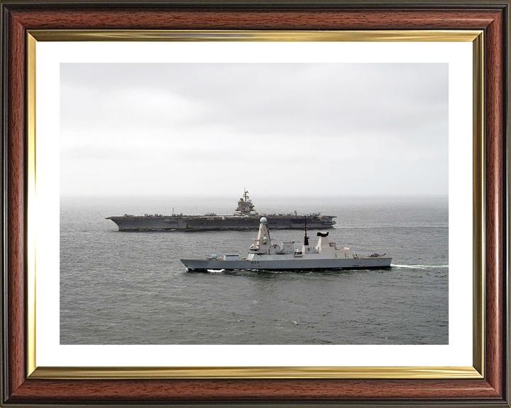 HMS Diamond (D34) Photo Print - With USS Enterprise - Royal Navy Type 45 Destroyer Hampshire Prints 10 x 8 Classic Frame Yes