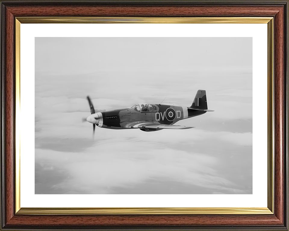 RAF Mustang III in Flight Photo Print - Royal Air Force Aircraft Hampshire Prints 10 x 8 Classic Frame Yes