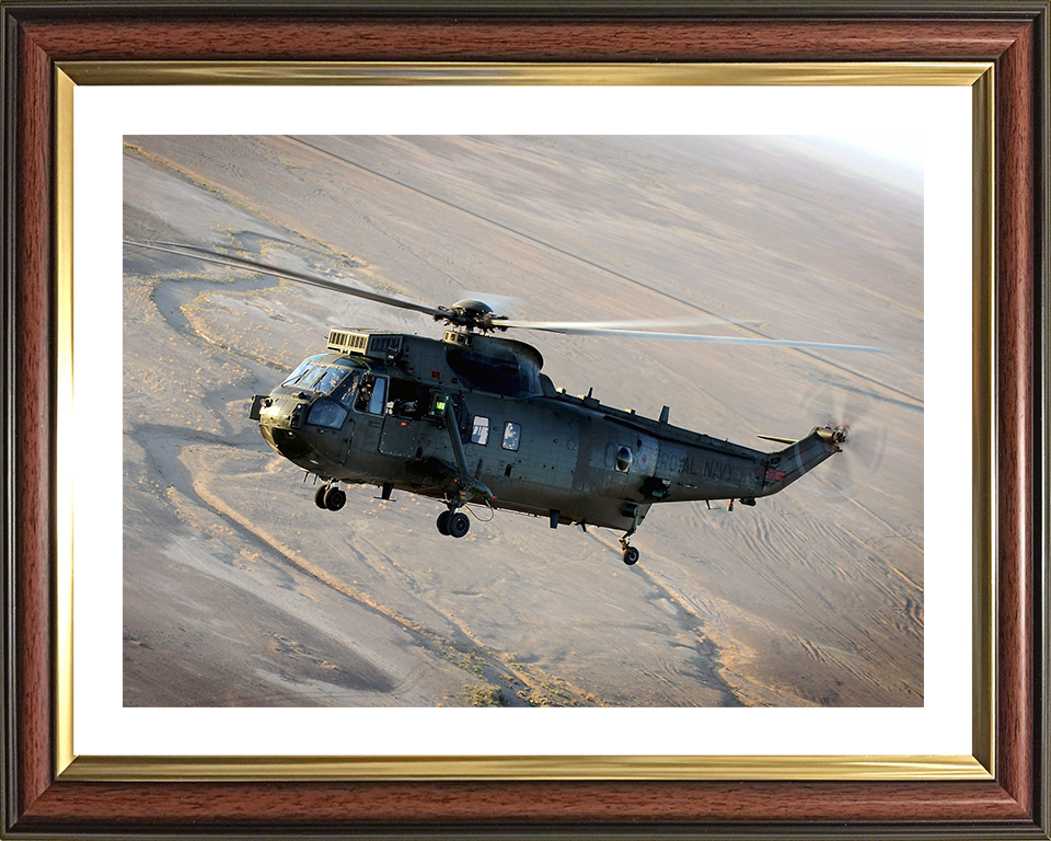 Sea King Mk4 Helicopter Helmand Province 2011 Photo Print - Royal Navy Aircraft Posters, Prints, & Visual Artwork Hampshire Prints 10 x 8 Classic Frame Yes