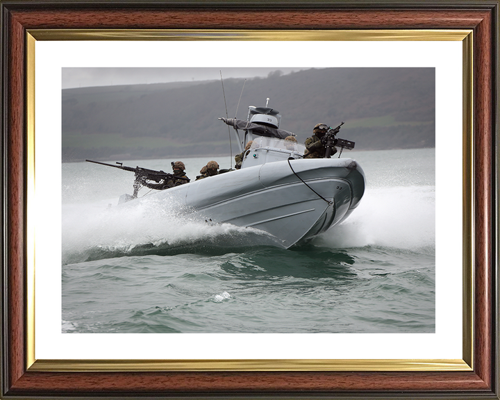 Royal Marines on a Commando Raiding Craft (CRC) Photo Print - 47 Commando Hampshire Prints 10 x 8 Classic Frame Yes