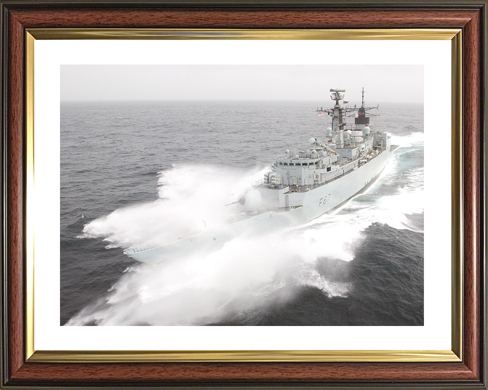 HMS Chatham (F87) Royal Navy Type 22 Frigate Breaking Waves Photo Print Wall Art Decor Posters, Prints, & Visual Artwork Hampshire Prints 10 x 8 Classic Frame Yes