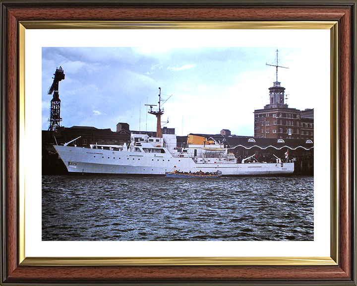 HMS Beagle (A319) Photo Print - Portsmouth 1982 - Royal Navy Bulldog Class Survey Vessel Hampshire Prints 10 x 8 Classic Frame Yes