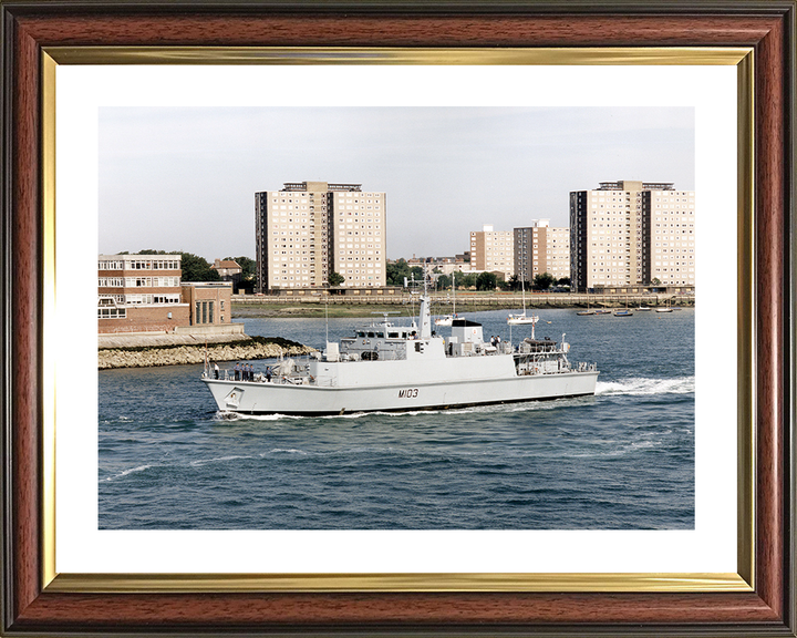 HMS Cromer (M103) Photo Print - Leaving Portsmouth 1999 - Royal Navy Sandown Class Minehunter