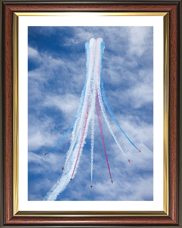 RAF Red Arrows displaying Photo Print - Royal Air Force Aircraft Hampshire Prints 10 x 8 Classic Frame Yes