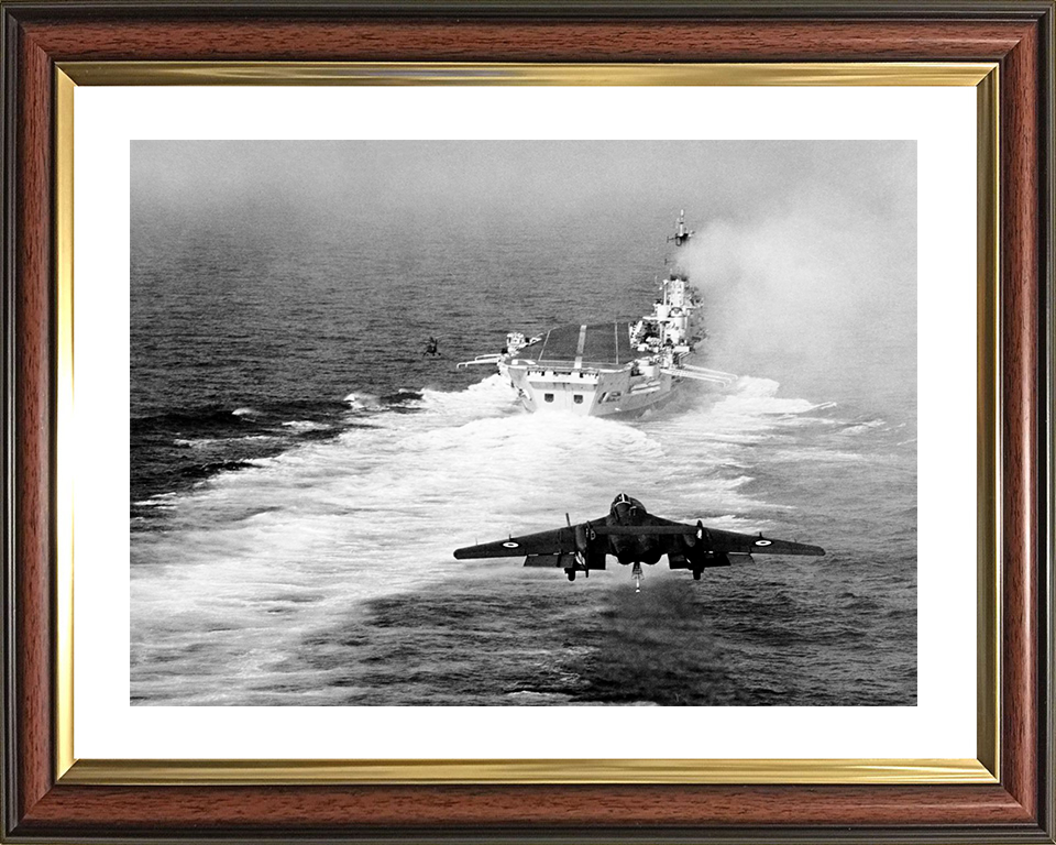 HMS Ark Royal (R09) Royal Navy Audacious Class Aircraft CarrierWith Sea Vixen Photo Print Wall Art Decor Posters, Prints, & Visual Artwork Hampshire Prints 10 x 8 Classic Frame Yes