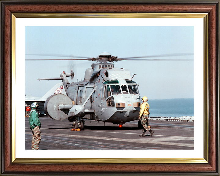 Sea King Helicopter on the Flight Deck of US Carrier Photo Print - Royal Navy Aircraft Hampshire Prints 10 x 8 Classic Frame Yes