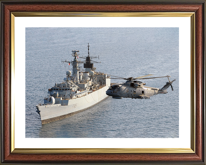 HMS Cumberland (F85) Royal Navy Type 22 Frigate With Merlin Helicopter Photo Print Wall Art Decor Posters, Prints, & Visual Artwork Hampshire Prints 10 x 8 Classic Frame Yes
