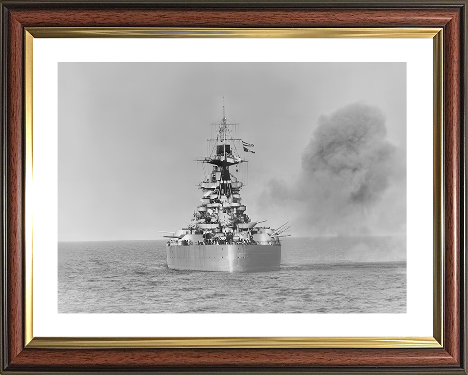 HMS Rodney (29) Royal Navy Nelson Class Battleship Normandy 1944 Photo Print Wall Art Poster Posters, Prints, & Visual Artwork Hampshire Prints 10 x 8 Classic Frame Yes