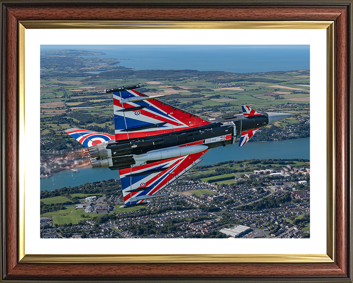 RAF Typhoon with Union Jacks Photo Print - Royal Air Force Aircraft Hampshire Prints 10 x 8 Classic Frame Yes