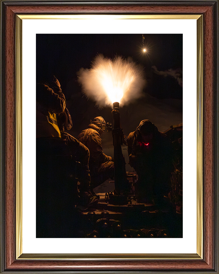 Royal Marine Commando Mortar Team Night Firing Photo Print 45 Commando Marines Wall Art Military Decor UK Posters, Prints, & Visual Artwork Hampshire Prints 10 x 8 Classic Frame Yes