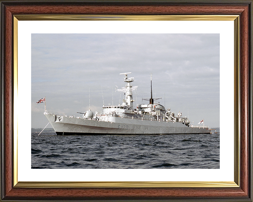 HMS Antelope (F170) Royal Navy Type 21 Frigate At Anchor in Colour Photo Print Wall Art Decor Posters, Prints, & Visual Artwork Hampshire Prints 10 x 8 Classic Frame Yes