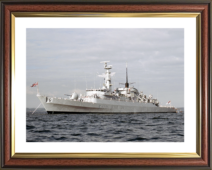 HMS Antelope (F170) Royal Navy Type 21 Frigate At Anchor in Colour Photo Print Wall Art Decor Posters, Prints, & Visual Artwork Hampshire Prints 10 x 8 Classic Frame Yes