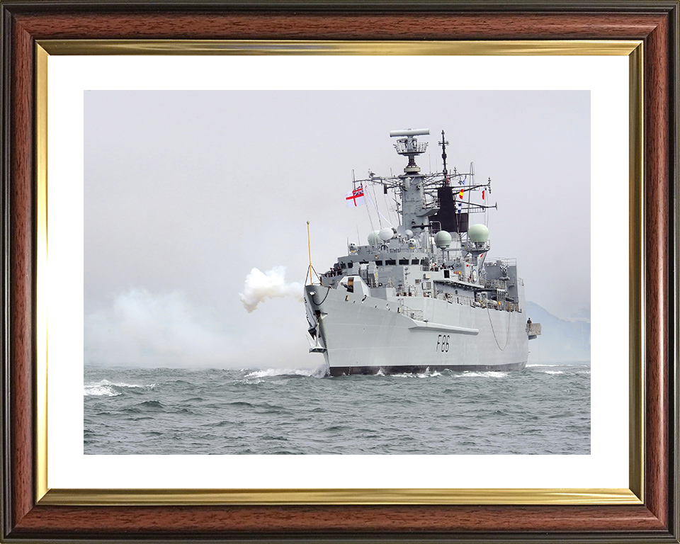 HMS Campbeltown (F86) Royal Navy Type 22 Frigate Gun Salute Photo Print Wall Art Decor Posters, Prints, & Visual Artwork Hampshire Prints 10 x 8 Classic Frame Yes