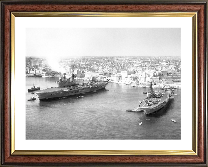 HMS Centaur (R06) and HMS Eagle (R05) Royal Navy Aircraft Carriers Malta Photo Print Wall Art Decor Posters, Prints, & Visual Artwork Hampshire Prints 10 x 8 Classic Frame Yes