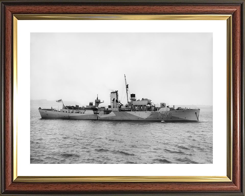 HMS Clematis (K36) Royal Navy Flower Class Corvette Starboard Beam View Photo Print Wall Art Decor Posters, Prints, & Visual Artwork Hampshire Prints 10 x 8 Classic Frame Yes