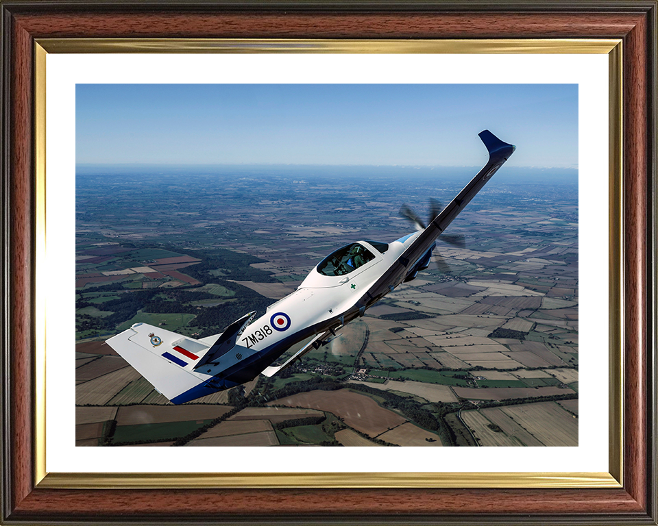 RAF Grob Prefect T1 in flight Photo Print - Royal Air Force Aircraft Hampshire Prints 10 x 8 Classic Frame Yes