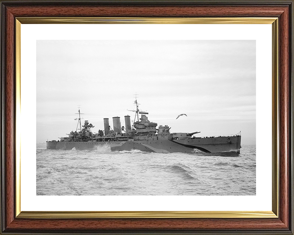 HMS Kent (54) Photo Print - Starboard View - Royal Navy County Class Heavy Cruiser Hampshire Prints 10 x 8 Classic Frame Yes