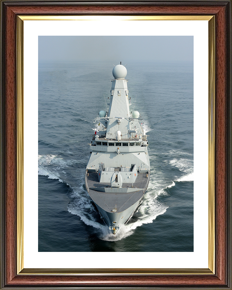 HMS Daring (D32) Royal Navy Type 45 Destroyer High Bow View Photo Print Wall Art Decor Posters, Prints, & Visual Artwork Hampshire Prints 10 x 8 Classic Frame Yes