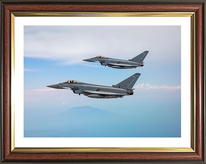 Two RAF Typhoon jets in flight Photo Print - Royal Air Force Aircraft Hampshire Prints 10 x 8 Classic Frame Yes