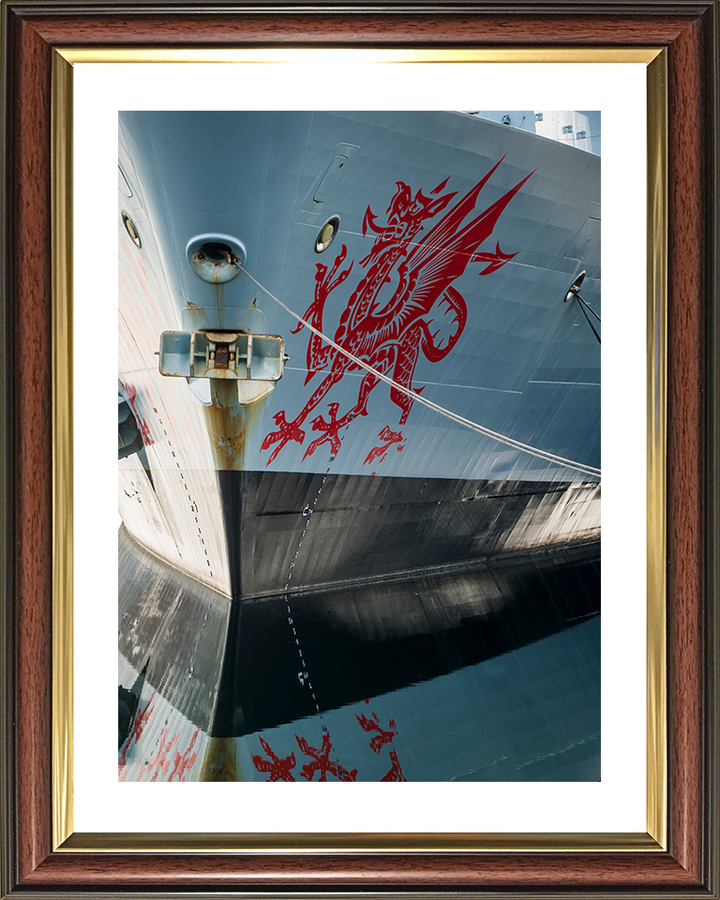 HMS Dragon (D35) Royal Navy Type 45 Destroyer Bow Reflections Photo Print Wall Art Decor Posters, Prints, & Visual Artwork Hampshire Prints 10 x 8 Classic Frame Yes