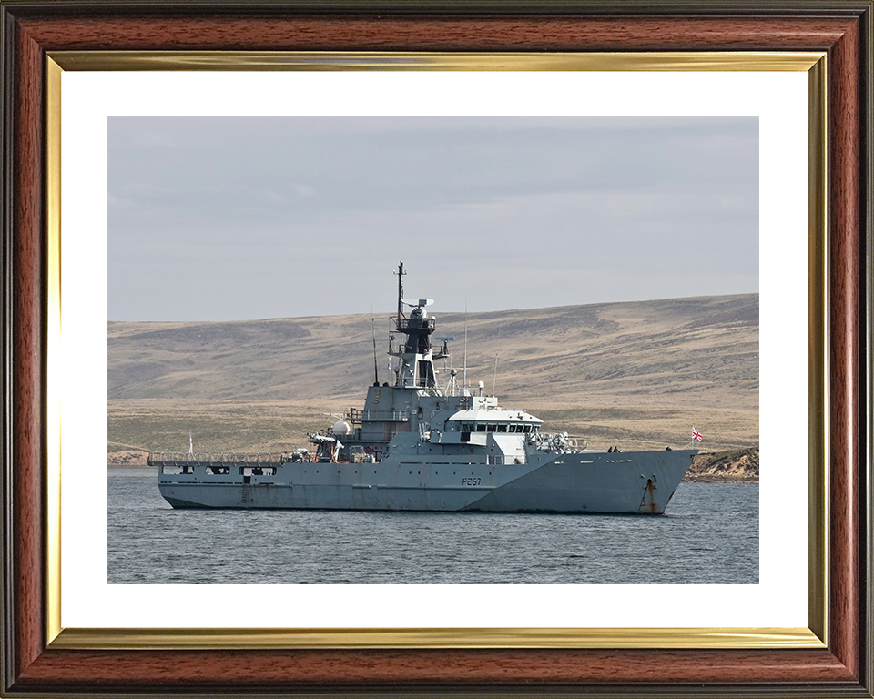 HMS Clyde (P257) Royal Navy River Class Patrol Vessel At Anchor Photo Print Wall Art Decor Posters, Prints, & Visual Artwork Hampshire Prints 10 x 8 Classic Frame Yes