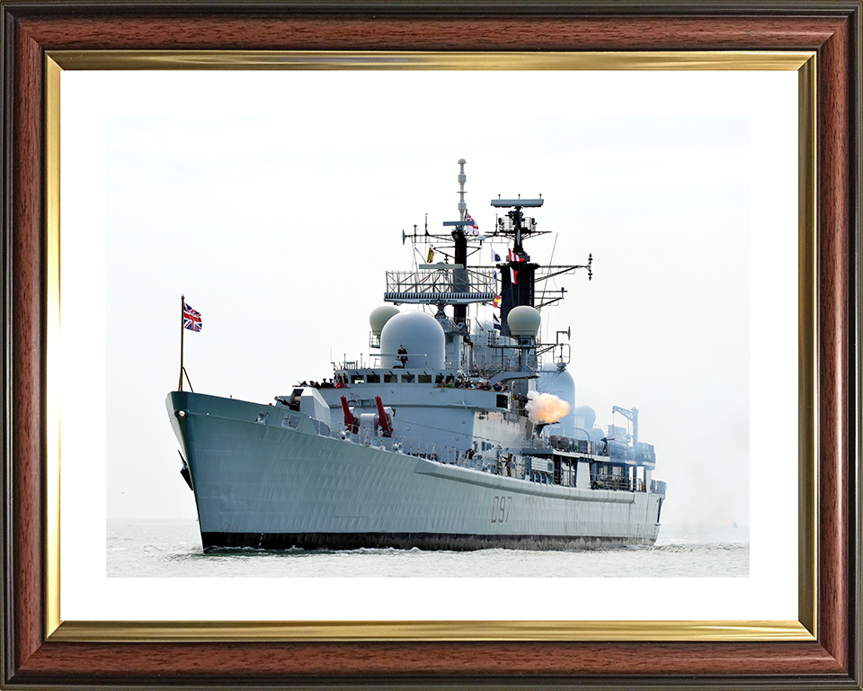 HMS Edinburgh (D97) Royal Navy Type 42 Destroyer Firing at Anchor Photo Print Wall Art Decor Posters, Prints, & Visual Artwork Hampshire Prints 10 x 8 Classic Frame Yes