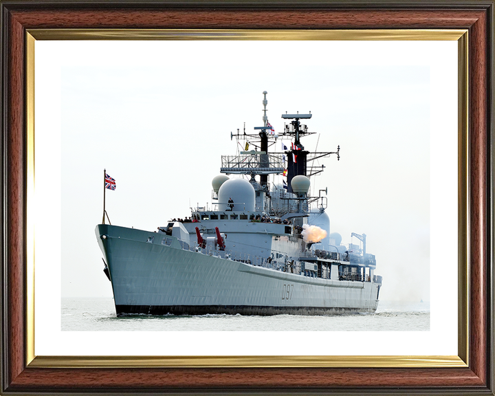HMS Edinburgh (D97) Royal Navy Type 42 Destroyer Firing at Anchor Photo Print Wall Art Decor Posters, Prints, & Visual Artwork Hampshire Prints 10 x 8 Classic Frame Yes