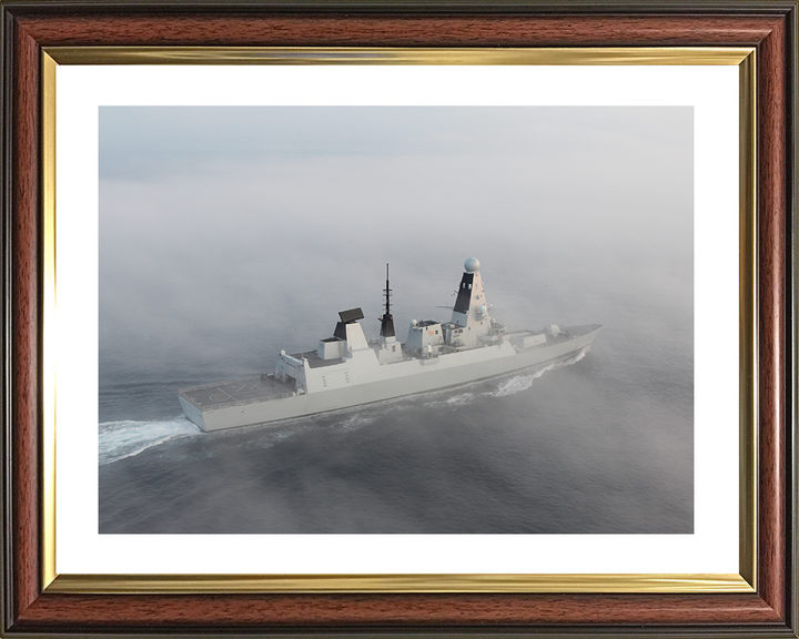 HMS Diamond (D34) Royal Navy Type 45 Destroyer In Fog Photo Print Wall Art Decor Posters, Prints, & Visual Artwork Hampshire Prints 10 x 8 Classic Frame Yes