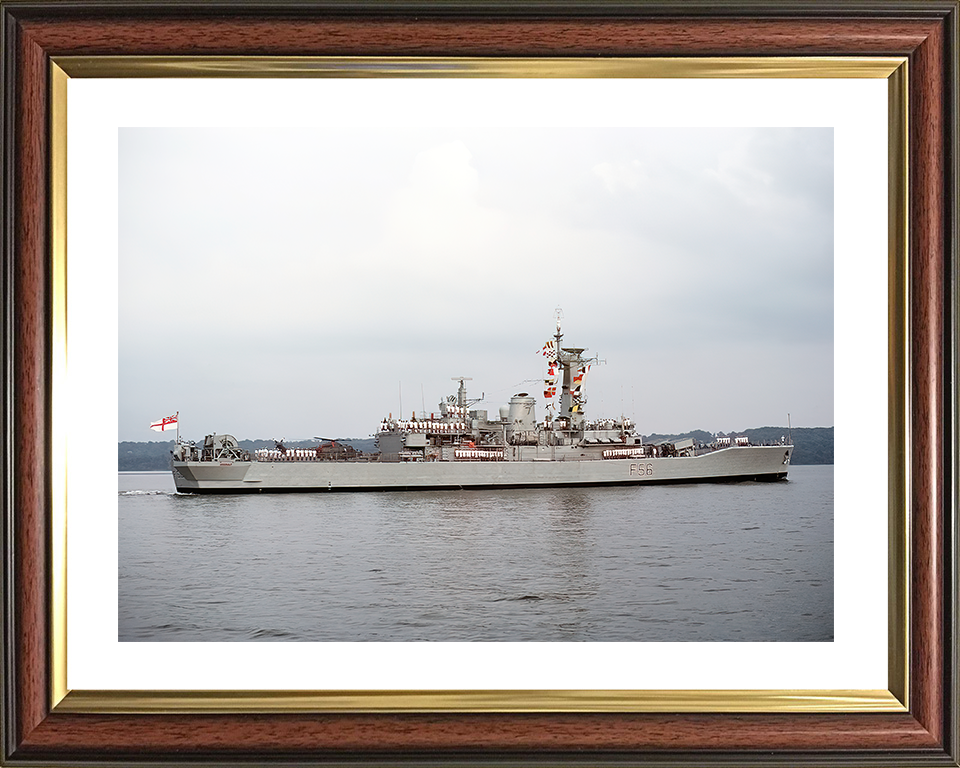 HMS Argonaut (F56) Royal Navy Leander Class Frigate Entering Harbour 1985 Photo Print Wall Art Decor Posters, Prints, & Visual Artwork Hampshire Prints 10 x 8 Classic Frame Yes
