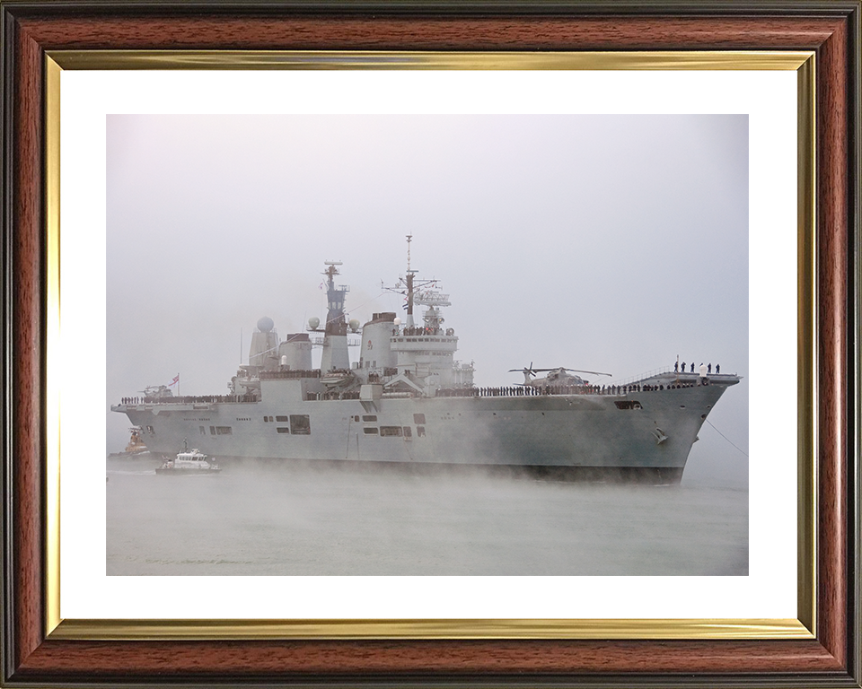 HMS Ark Royal (R07) Royal Navy Invincible Class Aircraft Carrier Paying Off Photo Print Wall Art Decor Posters, Prints, & Visual Artwork Hampshire Prints 10 x 8 Classic Frame Yes
