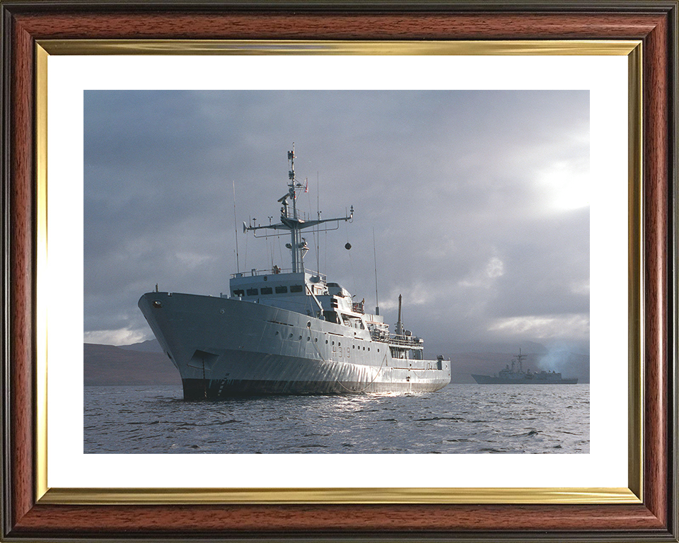 HMS Beagle (H319) Royal Navy Bulldog Class Survey Vessel With USS Stark Photo Print Wall Art Decor Posters, Prints, & Visual Artwork Hampshire Prints 10 x 8 Classic Frame Yes