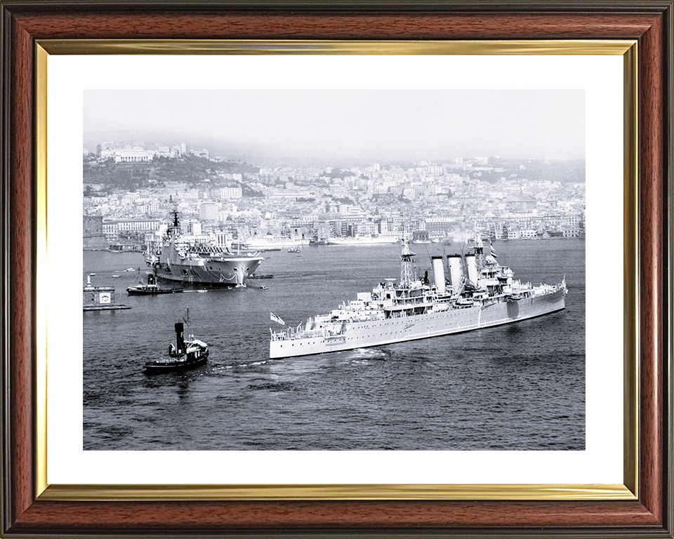 HMS Cumberland (57) Royal Navy County Class Cruiser Warship Naples 1955 Photo Print Wall Art Decor Posters, Prints, & Visual Artwork Hampshire Prints 10 x 8 Classic Frame Yes