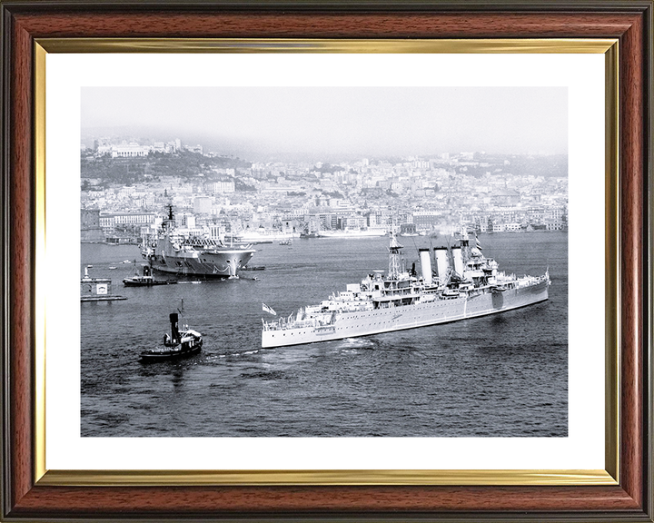 HMS Cumberland (57) Royal Navy County Class Cruiser Warship Naples 1955 Photo Print Wall Art Decor Posters, Prints, & Visual Artwork Hampshire Prints 10 x 8 Classic Frame Yes