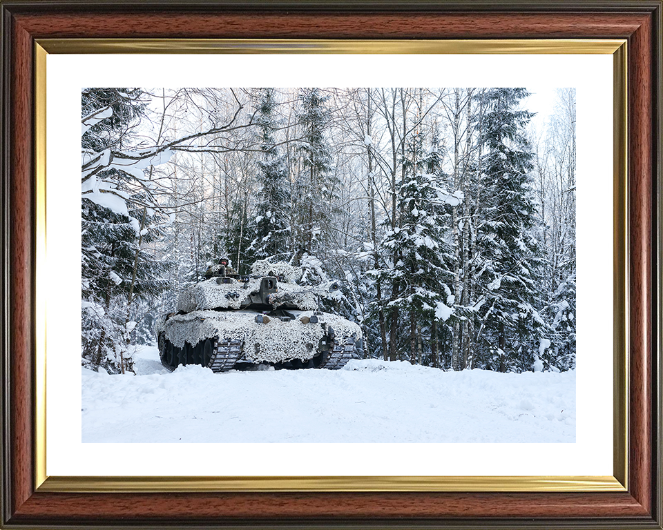 Challenger 2 Main in the snow British Army Vehicle Photo Print Wall Art Military Decor UK Posters, Prints, & Visual Artwork Hampshire Prints 10 x 8 Classic Frame Yes