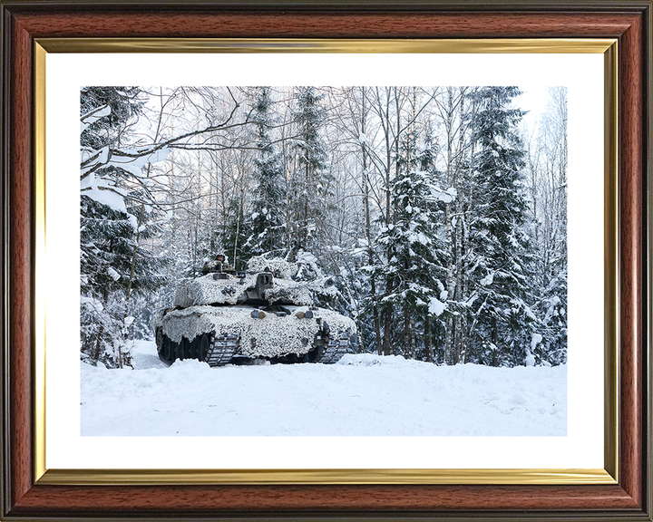 Challenger 2 Main in the snow British Army Vehicle Photo Print Wall Art Military Decor UK Posters, Prints, & Visual Artwork Hampshire Prints 10 x 8 Classic Frame Yes