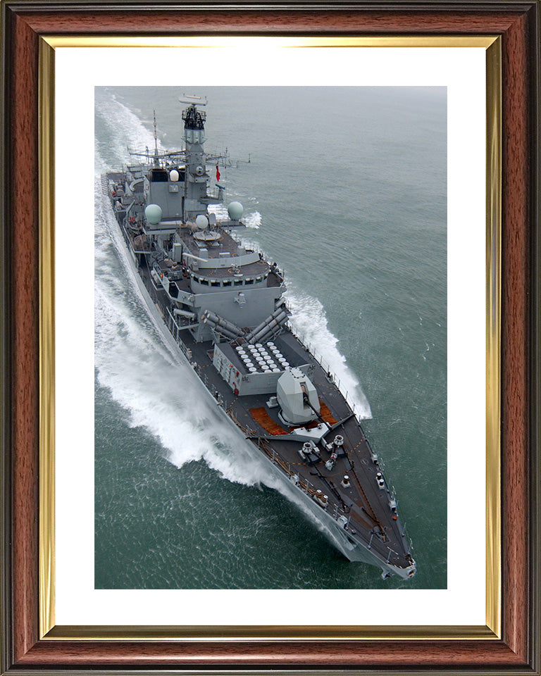 HMS Lancaster (F229) Photo Print - High Starboard Bow View - Royal Navy Type 23 Frigate Hampshire Prints 10 x 8 Classic Frame Yes