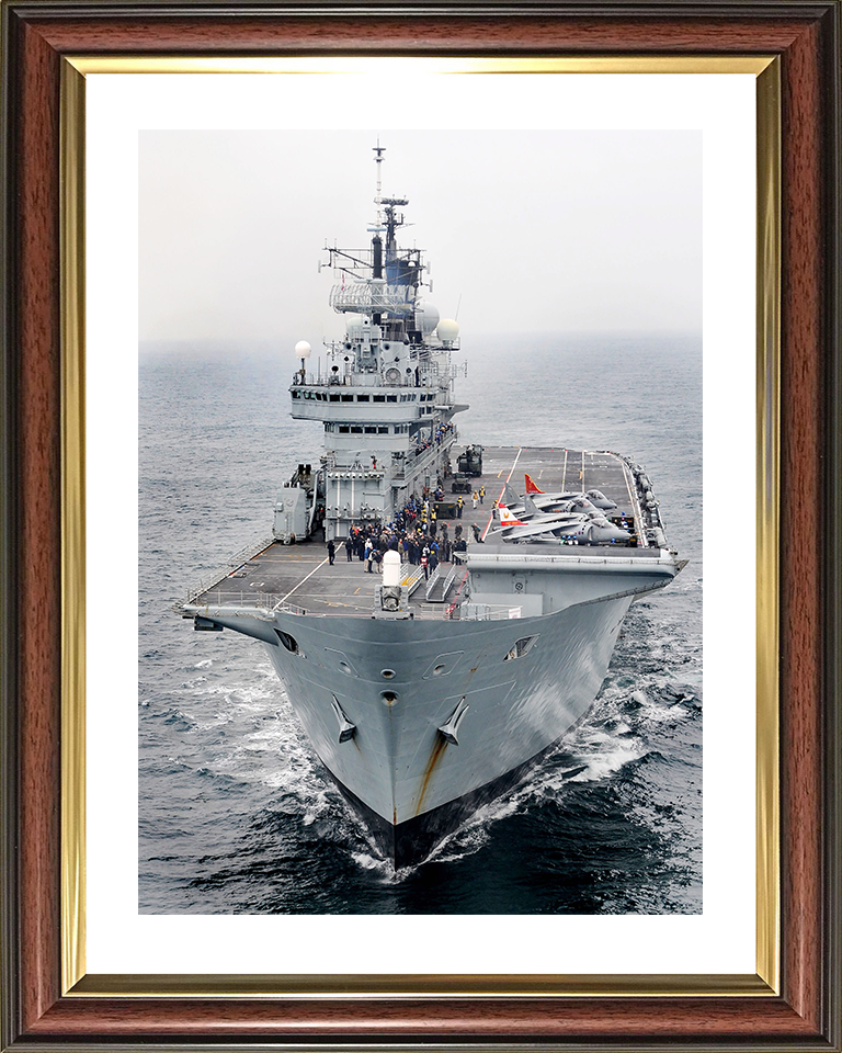 HMS Ark Royal (R07) Royal Navy Invincible Class Aircraft Carrier Ski Jump View Photo Print Wall Art Decor Posters, Prints, & Visual Artwork Hampshire Prints 10 x 8 Classic Frame Yes