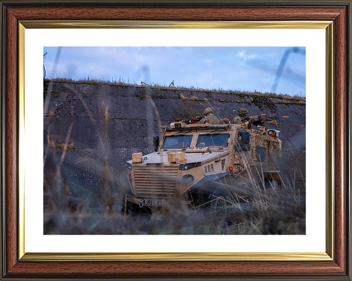 RAF Regiment Soldiers firing Ride a Foxhound vehicle Photo Print Royal Air Force Wall Art Military Decor Posters, Prints, & Visual Artwork Hampshire Prints 10 x 8 Classic Frame Yes