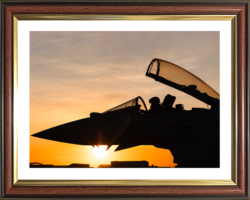 RAF Typhoon Cockpit at sunset Photo Print - Royal Air Force Aircraft Hampshire Prints 10 x 8 Classic Frame Yes