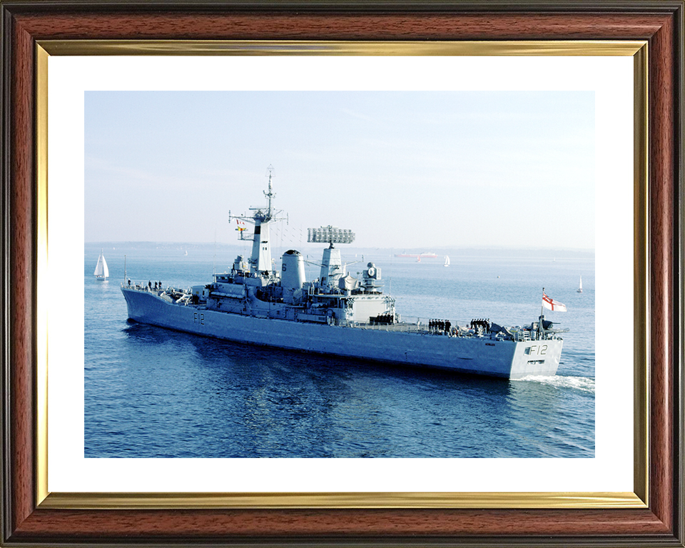 HMS Achilles (F12) Royal Navy Leander Class Frigate Photo Print Leaving Harbour Warship Wall Art Posters, Prints, & Visual Artwork Hampshire Prints 10 x 8 Classic Frame Yes