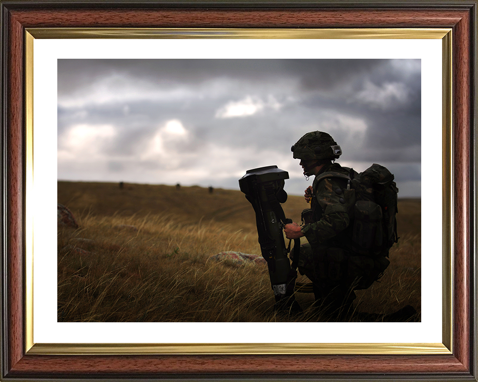 Soldier with Light Anti Tank Weapon Photo Print - British Army Hampshire Prints 10 x 8 Classic Frame Yes