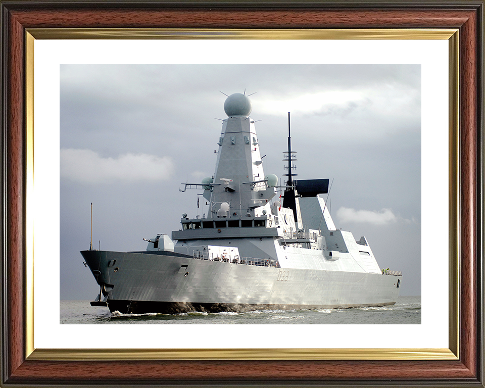 HMS Dauntless (D33) Royal Navy Type 45 Destroyer Low Port Bow View Photo Print Wall Art Decor Posters, Prints, & Visual Artwork Hampshire Prints 10 x 8 Classic Frame Yes