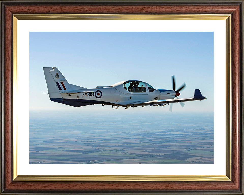 RAF Grob Training Plane in flight Photo Print - Royal Air Force Aircraft Hampshire Prints 10 x 8 Classic Frame Yes