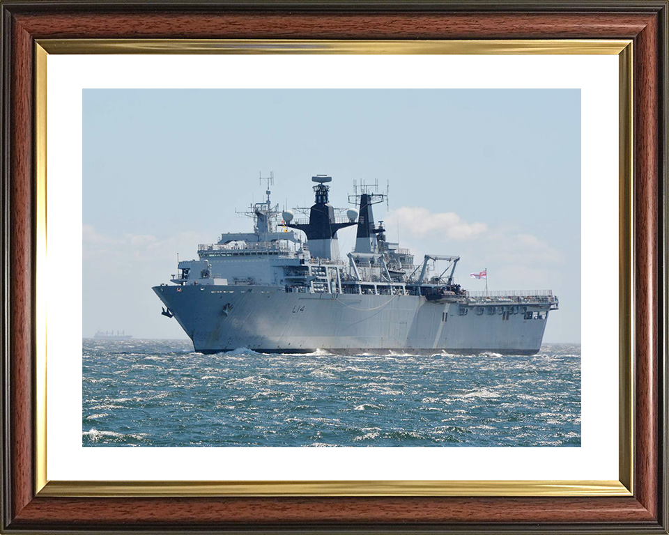 HMS Albion (L14) Royal Navy Albion Class Amphibious Ship Low Port Bow View Photo Print Wall Art Naval Decor Posters, Prints, & Visual Artwork Hampshire Prints 10 x 8 Classic Frame Yes
