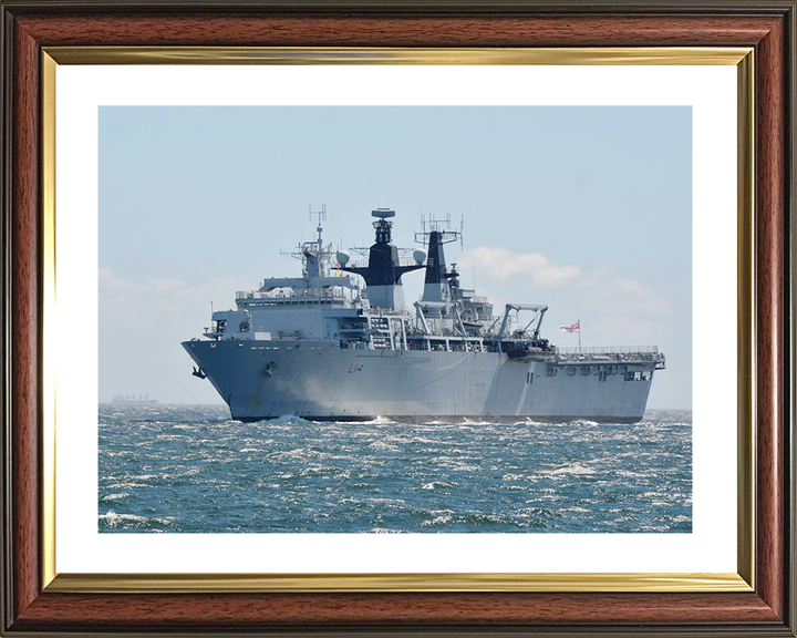 HMS Albion (L14) Royal Navy Albion Class Amphibious Ship Low Port Bow View Photo Print Wall Art Naval Decor Posters, Prints, & Visual Artwork Hampshire Prints 10 x 8 Classic Frame Yes