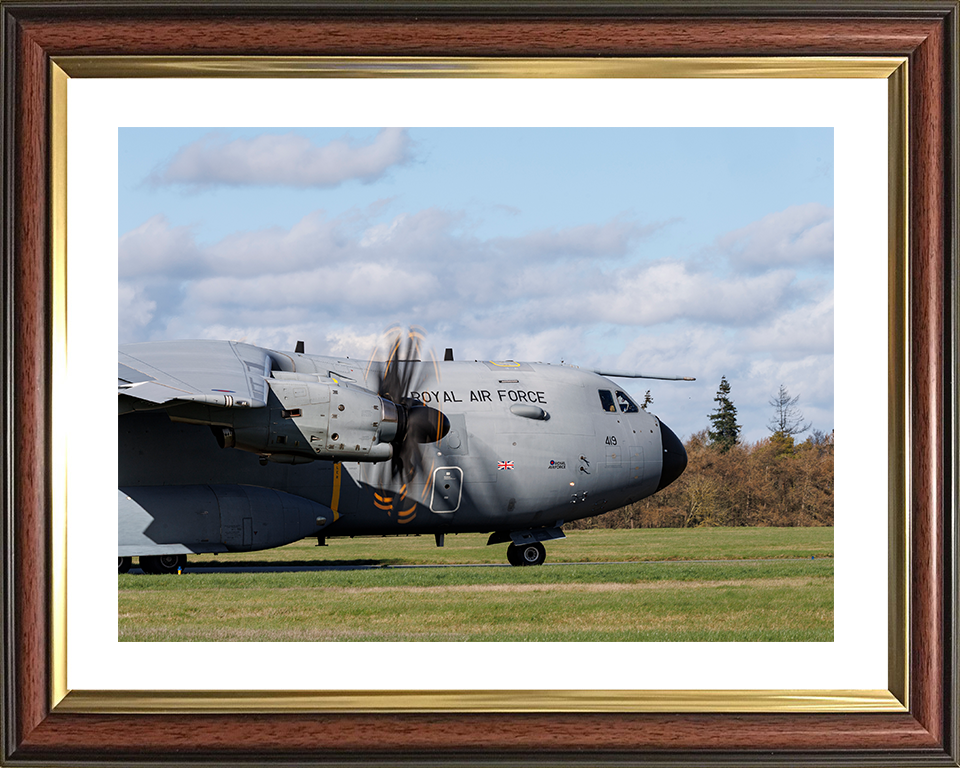 RAF Atlas A400M Lands At RAF Wittering Photo Print Royal Air Force Wall Art Aviation Decor Posters, Prints, & Visual Artwork Hampshire Prints 10 x 8 Classic Frame Yes